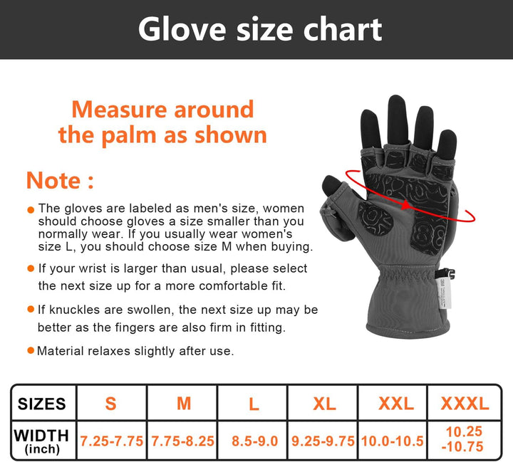 Palmyth Eisfischhandschuhe, umwandelbare Fäustlinge, Flip-Fingerless-Fäustlinge mit Thinsulate 3M, w