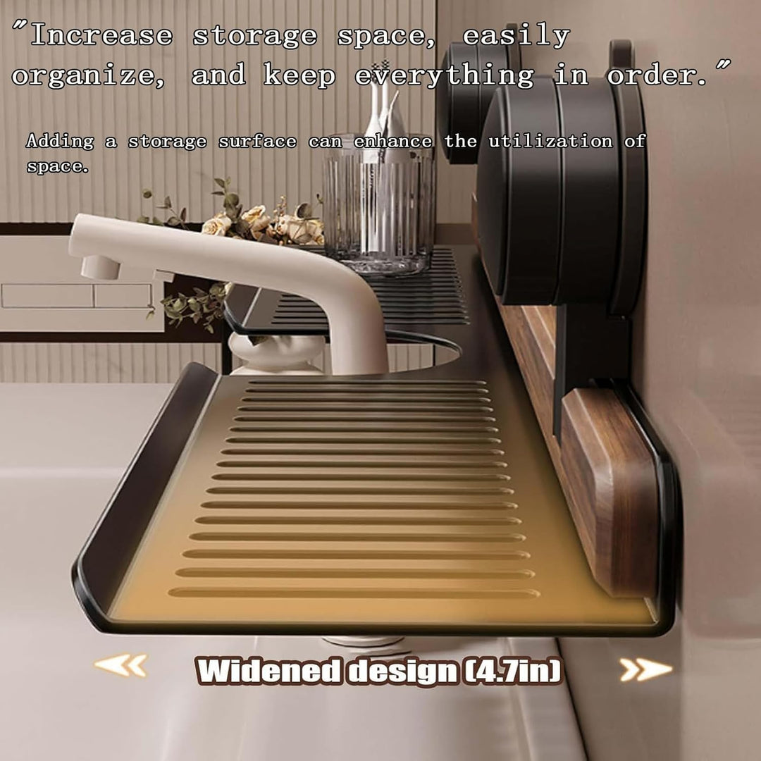 Walnussholz-Badezimmer-Küchen-Saugnapfhalter, abnehmbares Wandregal, bohrfreies Wandregal für Badezi