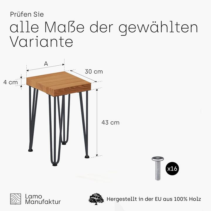 LAMO Manufaktur Hocker Beistelltisch Sitzbank 30x30x47 cm, Möbelfüsse Creative Anthrazit/Rustikal, L