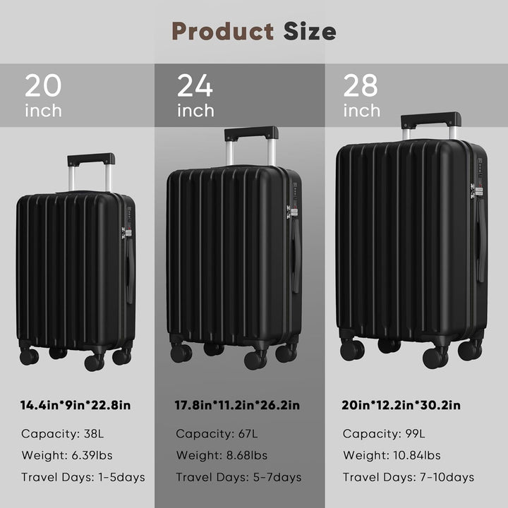 SHOWKOO Koffer Gross 75cm Hartschale Leicht Reisekoffer Polycarbonat Erweiterbar Haltbar Trolley Han