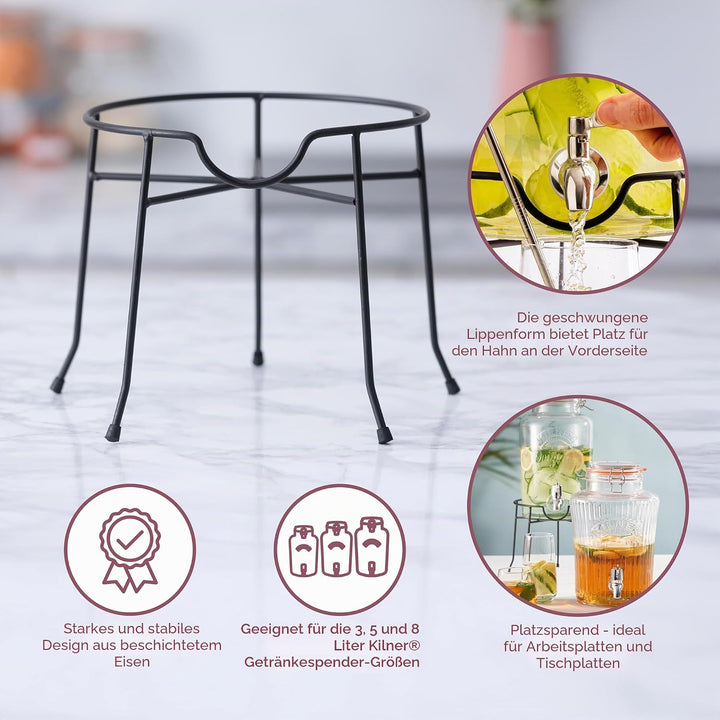 KILNER Getränkespender Ständer für ROUND Getränkespender | Ø 19 cm | Stabiler Stand | Für das komfor