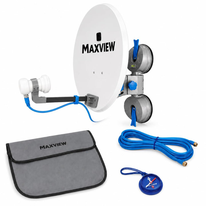 MaxView MXL026 Remora 40 Saugnapf-montiertes tragbares Satellitenfernseh-Set für Wohnwagen, Wohnmobi