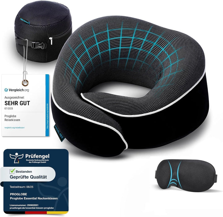 Proglobe Nackenkissen Flugzeug, Reisekissen 100% Memory Foam, Orthopädisches Nackenhörnchen, Ideal f