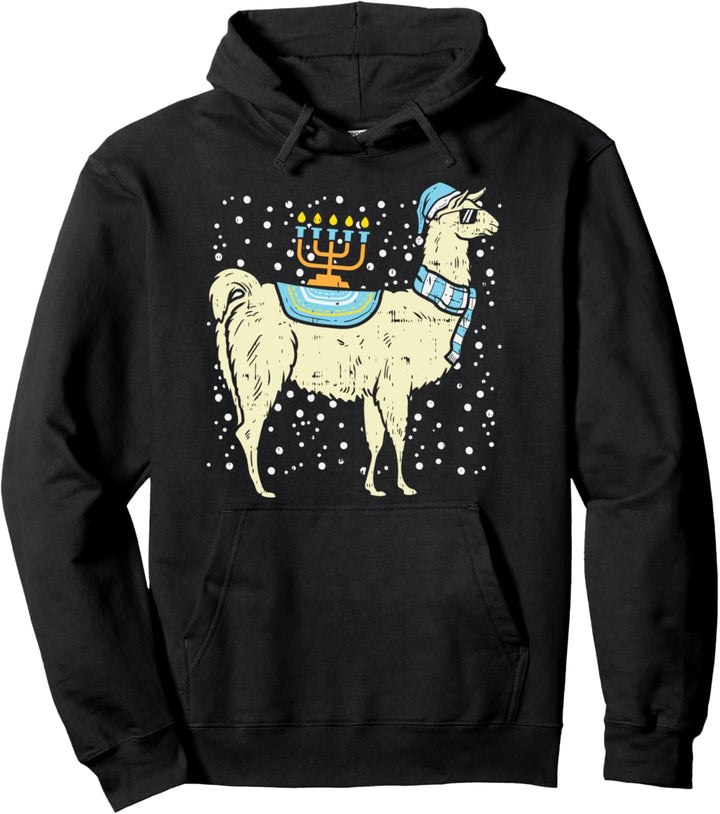 Llama Menorah Hanukkah Chanukah Jewish Animal Lover Boys Pullover Hoodie