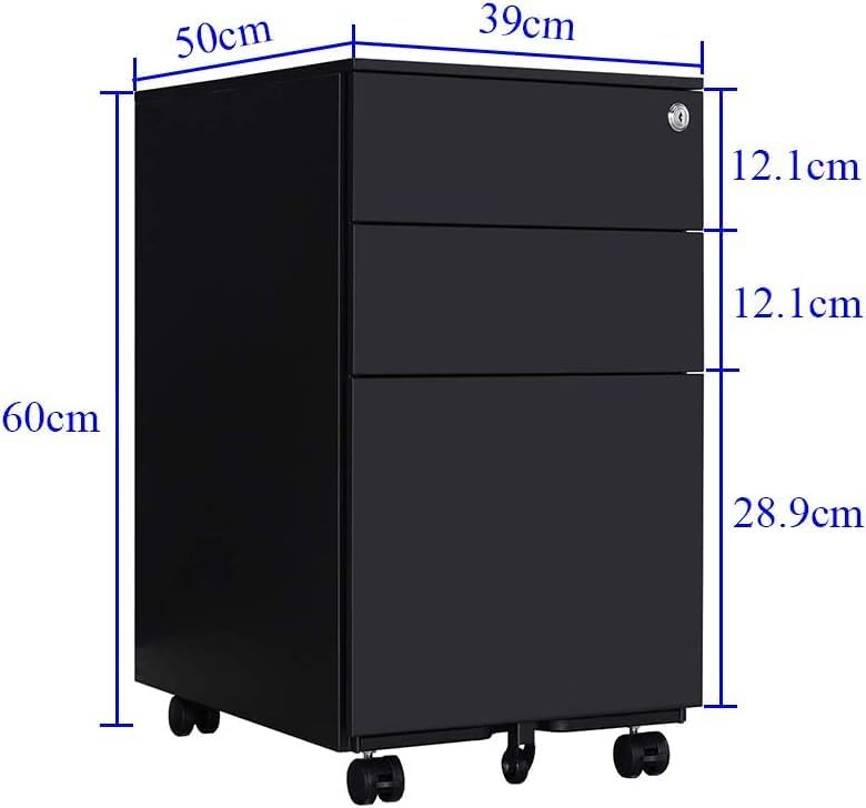 Aktenschränke,Schrankkorpus Vormontiert, Rollcontainer Büro-Rollcontainer mit Anti-umkippen-mechanis