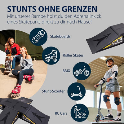 HUDORA Skateboard Skater Rampe, schwarz Set