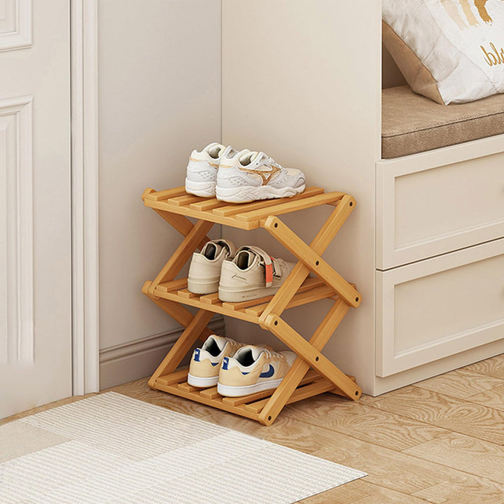 Kleines Schuhregal, 3 Etagen, tragbar, zusammenklappbar, ohne Installation, freistehendes Mini-Schuh