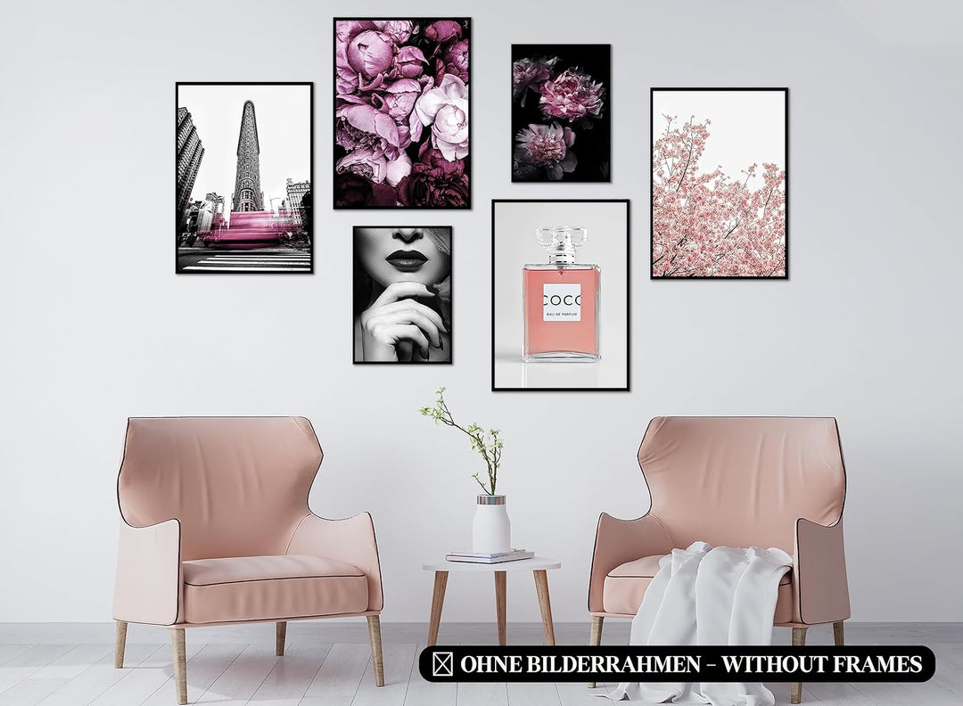 CreativeRobin » Rose, Style & Fashion « Wandbilder Poster-set | Wohnzimmer Deko | 4x A3 + 2x A4 Wand