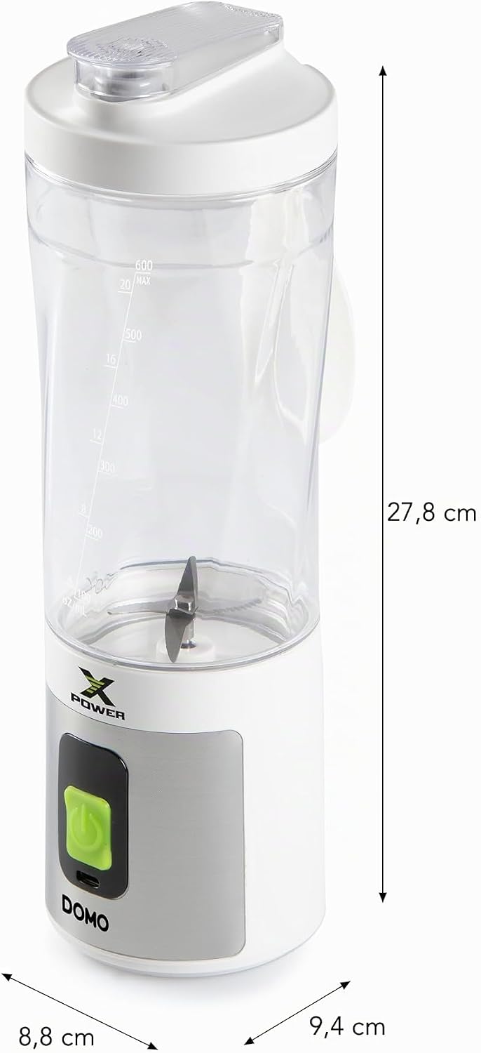 DOMO DO752BL Portable Blender - Powerful Mini Stand Mixer mit Tritan-Flasche - 120W - USB-C Aufladba