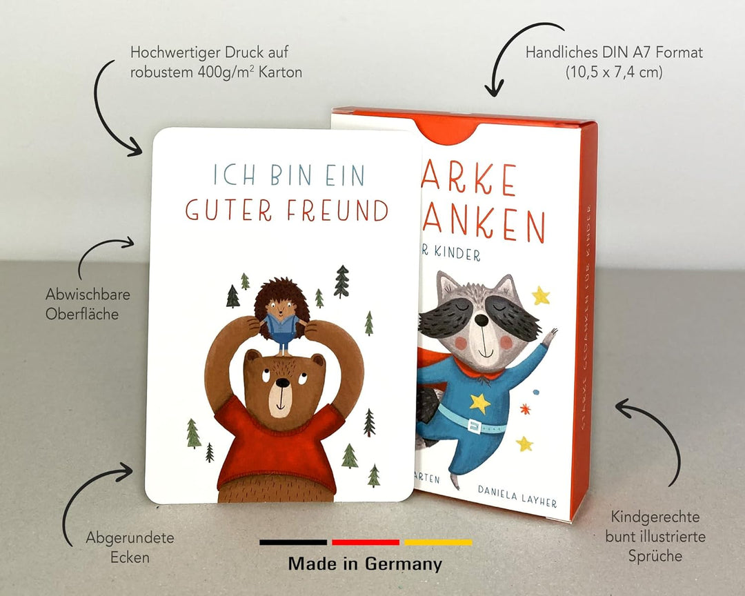 40 Affirmationskarten Kinder - Rüsselfuchs Starke Gedanken - Mutmachkarten für Kinder - Selbstbewuss