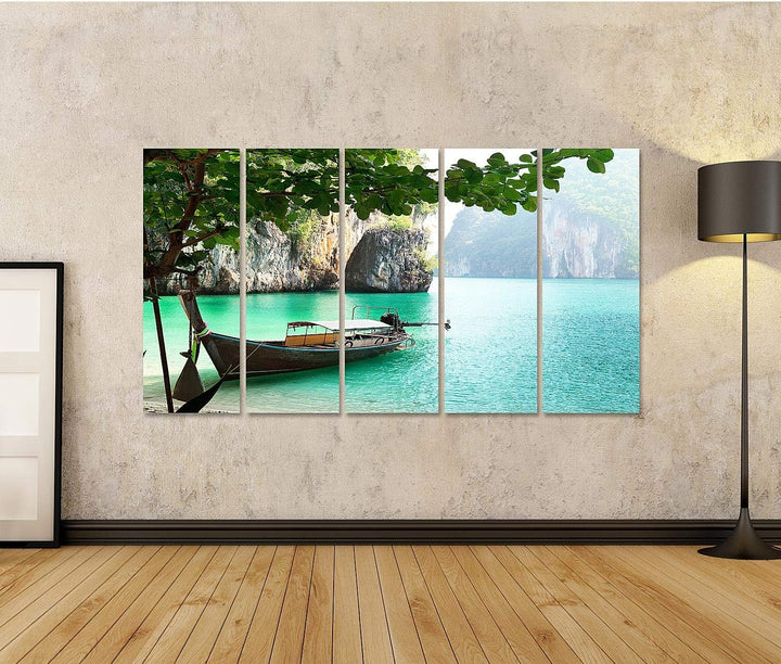 islandburner Bild auf Leinwand Langes Boot Auf Einer Insel In Thailand Bilder Wandbilder Poster Lein