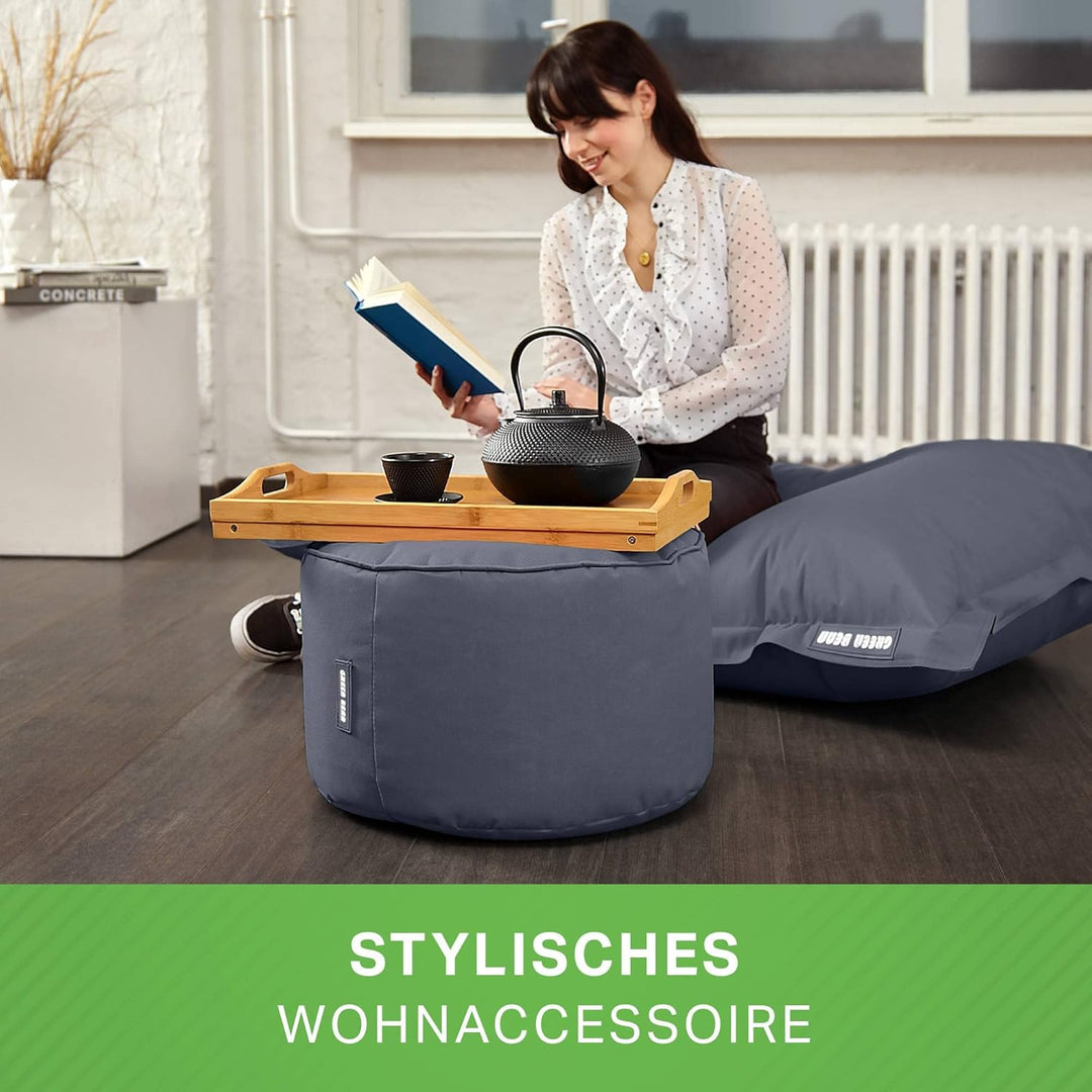 Green Bean Sitzsack-Hocker 45x25cm mit EPS-Perlen Füllung - Fusshocker Fusskissen Sitz-Pouf für Sitz