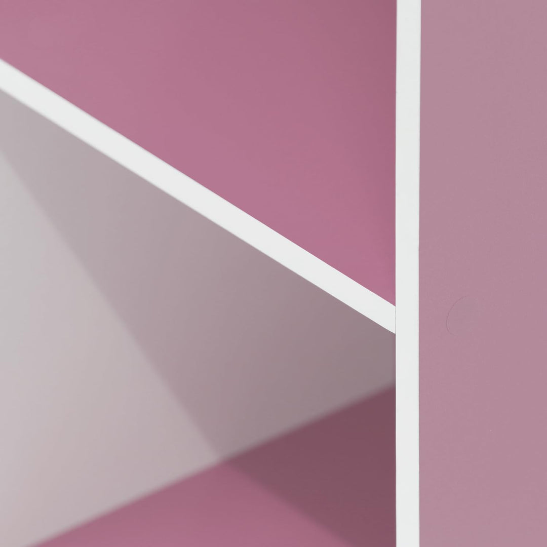 Furinno offenes Bücherregal mit 3 Fächern, holz, Weiss/Rosa, 30.5 x 23.6 x 80 cm 3 Fächer Weiss/Pink