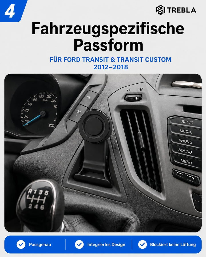 Generisch Handyhalterung kompatibel mit iPhone 15 14 13 12 – für Ford Transit & Transit Custom 2012-