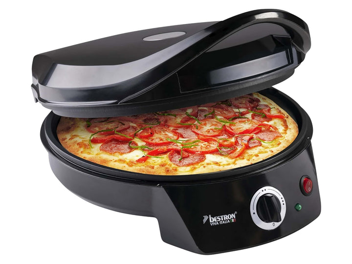 Bestron elektrischer Pizzaofen, Pizza Maker bis 230°C, mit Ober-/Unterhitze, für selbstgemachte oder