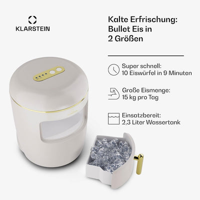 Klarstein Eiswürfelmaschine für Zuhause Camping Gastro, Schnelle Mini-Eiswürfelmaschine Klein, Profi