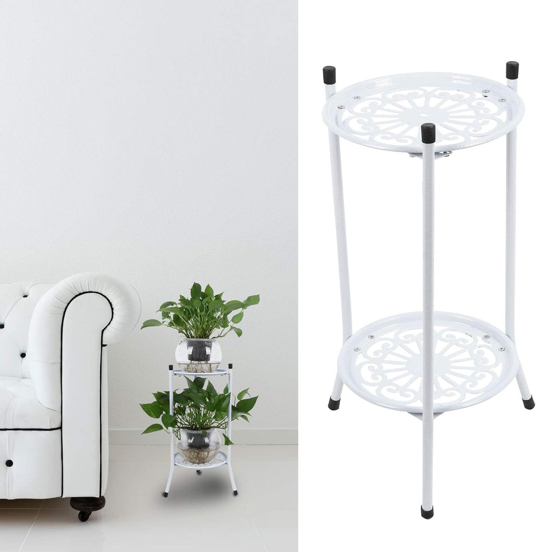 Blumenständer, 2-stufiger Metall-Pflanzenständer Blumentopf Holde, Stabiles Stativ-Stützgestell, für