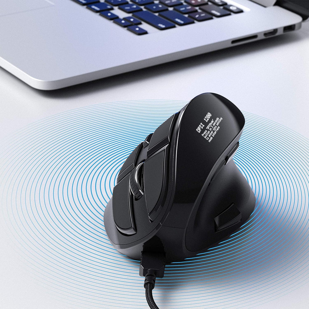 CSL - Gaming vertikale Maus mit OLED Display 2400 DPI - programmierbare Tasten - Office Mouse – mit