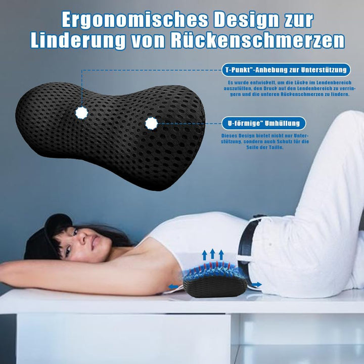 Lumbar Support Pillow aus Memory Foam, Ergonomisches Lendenwirbelkissen mit Gurte, Kissen für rücken