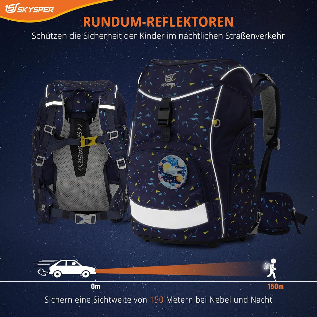 SKYSPER Schulranzen Set 5-teilig für Jungen Mädchen 1. Klasse Grundschule Schulrucksack Sporttasche
