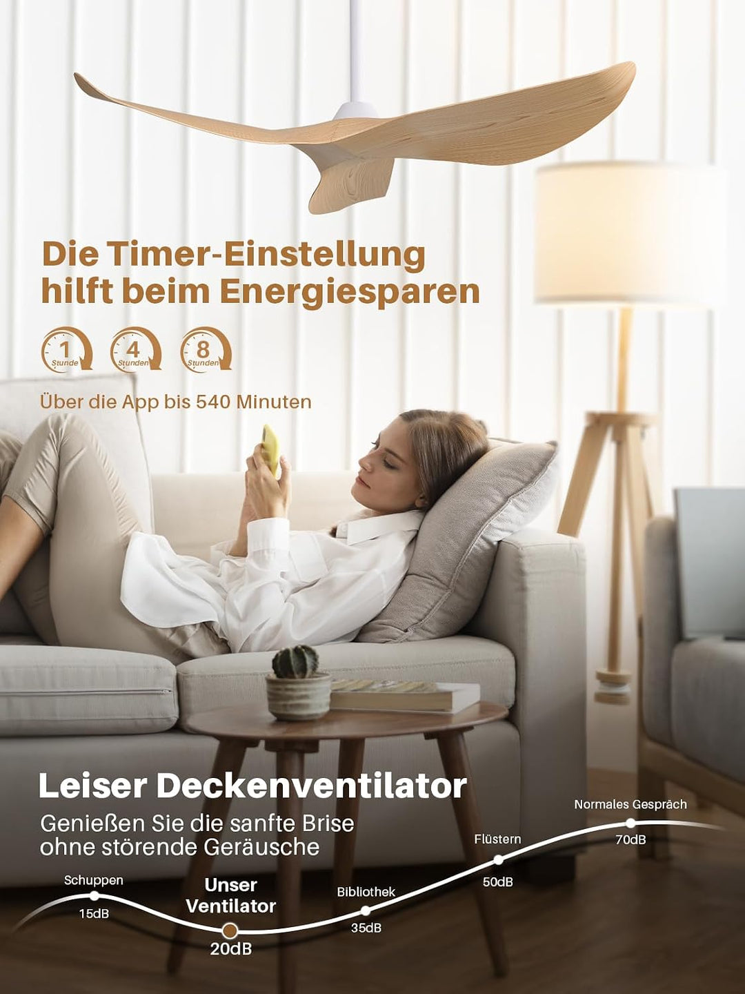 Sofucor 97cm Smart Deckenventilator mit Fernbedienung, Leise Deckenventilator mit Alexa/APP/WLAN, DC
