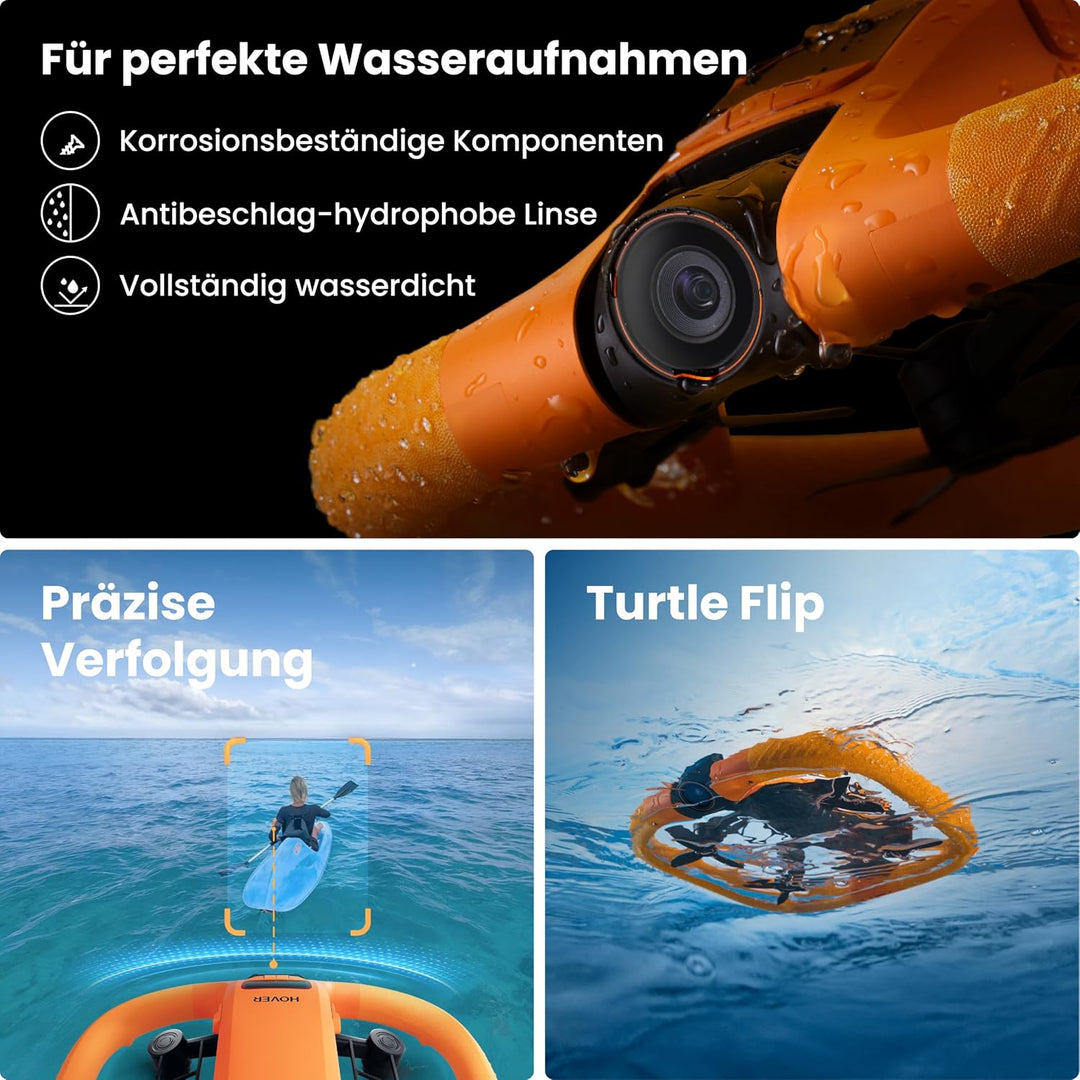 HOVERAir AQUA Flugkamera, IP67 Wasserdichte Follow-Me-Drohne, Standardpaket | Schwimmt auf Wasser, T