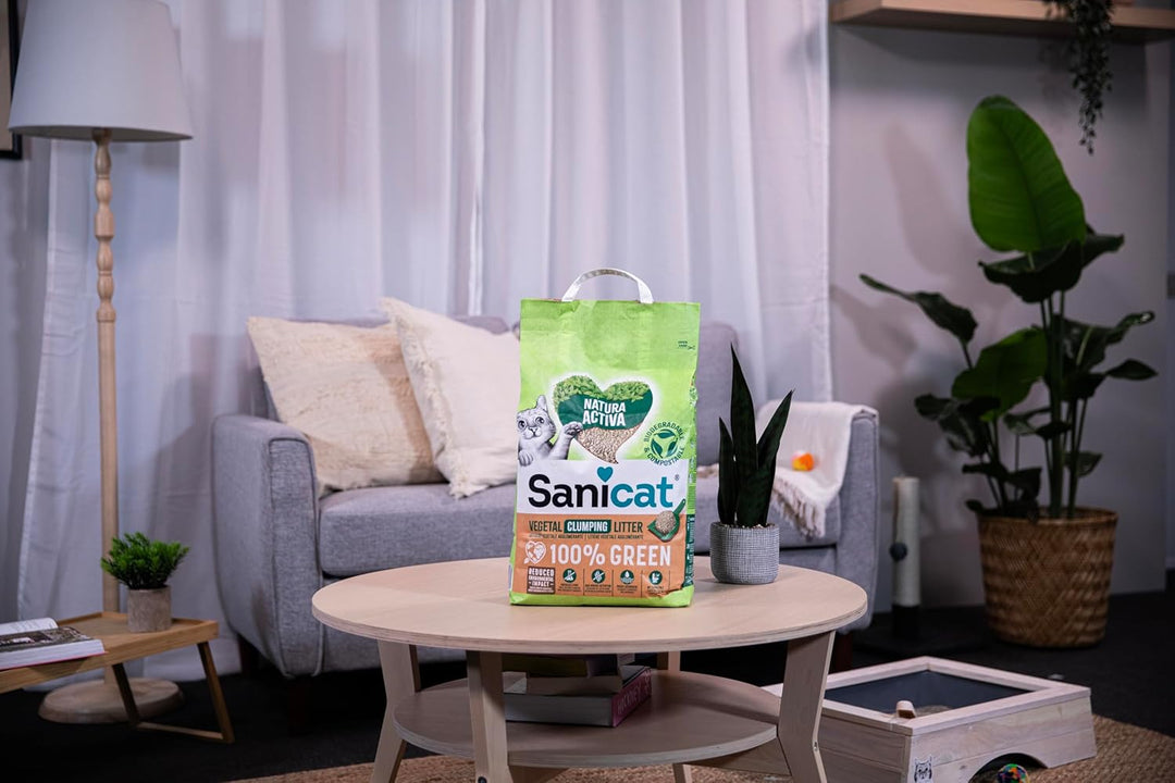 Sanicat – Pflanzliche Klumpstreu Natura Activa 100 % Green | Hohe Absorption und natürliche Klumpenb