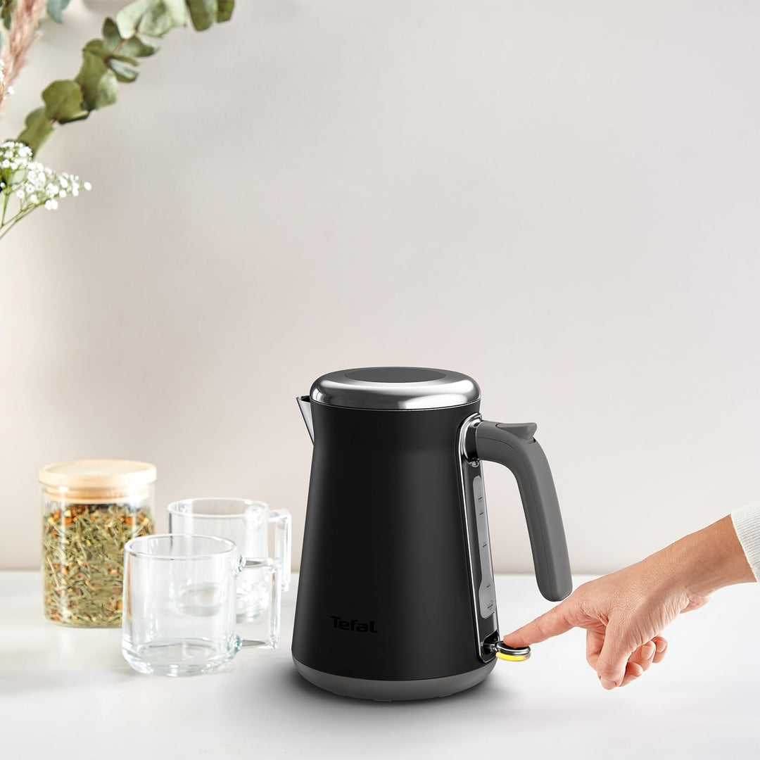 Tefal Collection Edelstahlwasserkocher im Retrostil, 1,7 l Fassungsvermögen, 2400 W, Einhändiges Öff