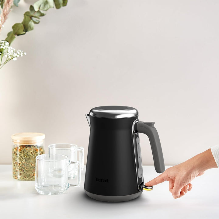 Tefal Collection Edelstahlwasserkocher im Retrostil, 1,7 l Fassungsvermögen, 2400 W, Einhändiges Öff