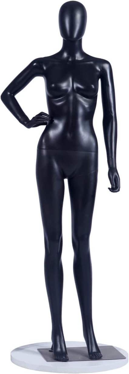 EurotonDisplay FC-11Black schwarz matt abstrakte Schaufensterpuppe mit Metallplatte Egghead ohne Ges