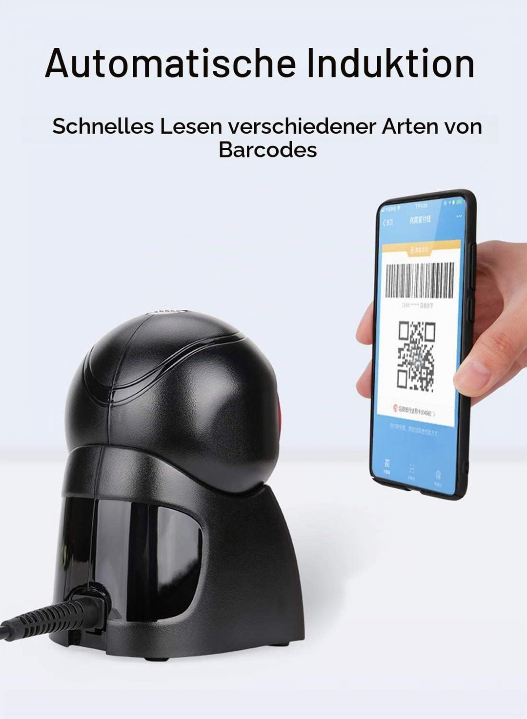 LENVII Omnidirektionaler Freisprech QR Code lesegerät, Desktop Barcode Scanner 1D/2D/QR Code Scanner