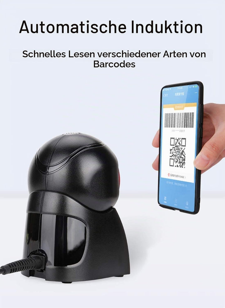 LENVII Omnidirektionaler Freisprech QR Code lesegerät, Desktop Barcode Scanner 1D/2D/QR Code Scanner