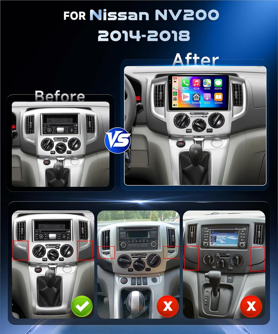 4G 128G VECHTEL 9" Bluetooth-Autoradio für Nissan NV200 2014-2018 Carplay Android Auto,Android 15,EQ
