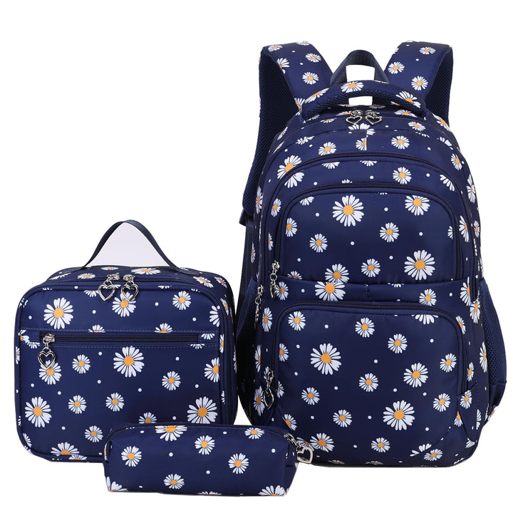Schulrucksack Mädchen Teenager Damen Schultasche Rucksack Set Gänseblümchen Schulranzen für Mädchen