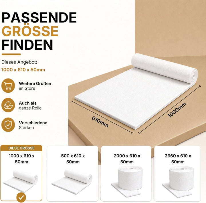 HeWaTherm Keramikfasermatte (Bio-Wolle) 1200°C / 96kg 1000 x 610 x 50,8mm