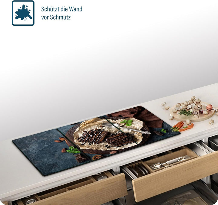 SFArt Herdabdeckplatte – Gehärtetes Glas Schneidebrett & Ceranfeld Abdeckplatte 3 Teilig 30x52 – Hyg