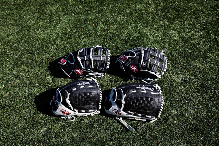 Rawlings Shut Out Youth Softball Glove Series Rechte Hand Wurf 30 cm (12 Zoll) - Korbnetz schwarz /