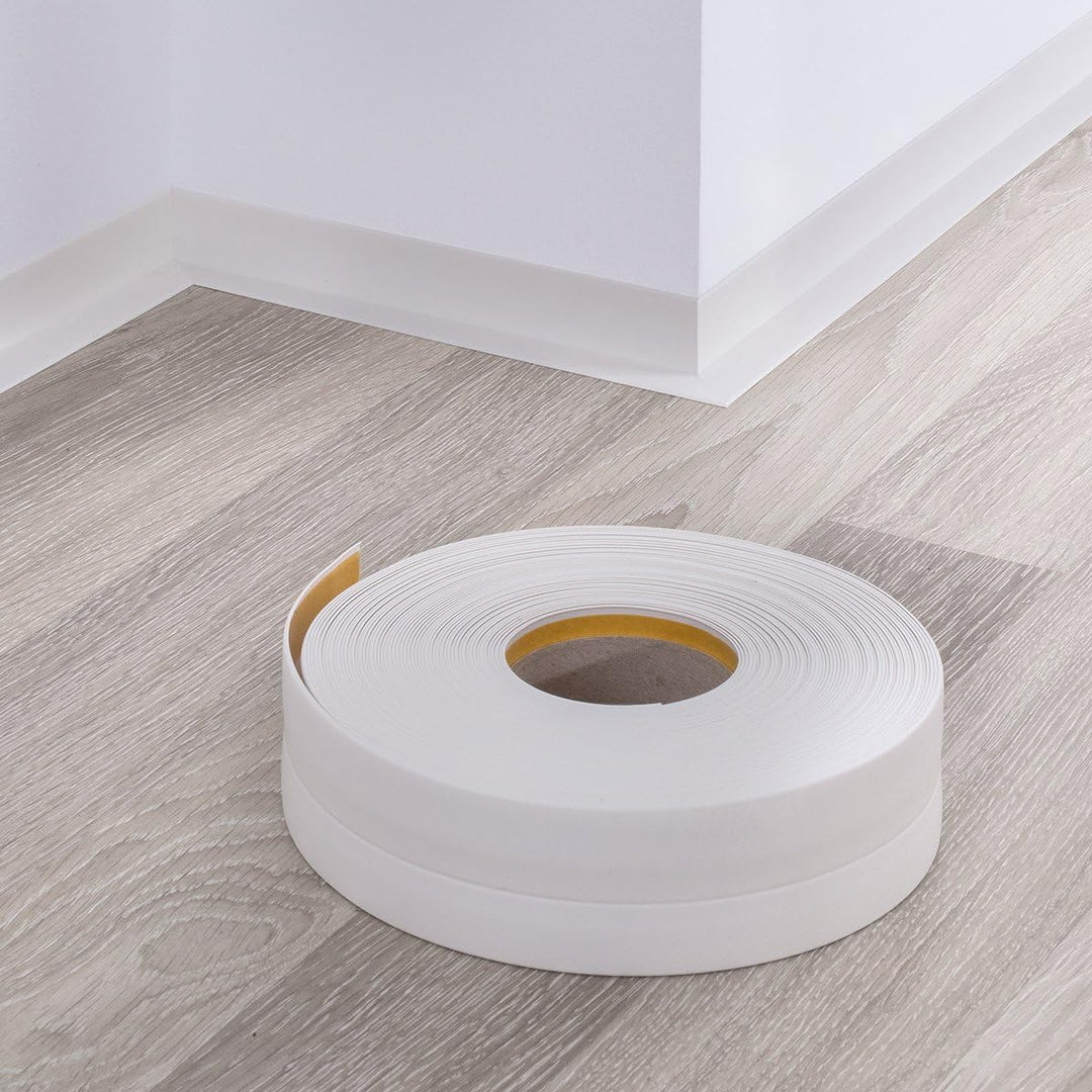 HOLZBRINK Weichsockelleiste selbstklebend WEISS Knickleiste, 32x23mm, 20 Meter 20m Weiss, 20m Weiss