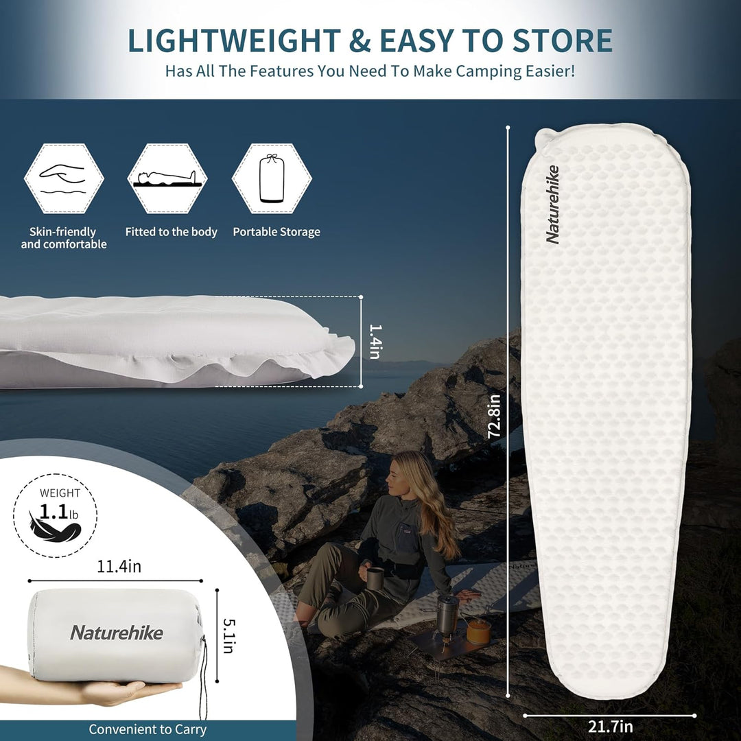 Naturehike Isomatte Selbstaufblasend Outdoor Camping Selbstaufblasende Isomatte – 3,5cm Dick mit Kle