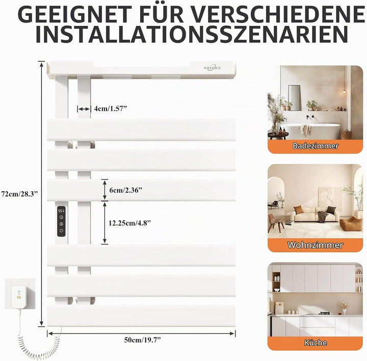Handtuchheizkörper Elektrisch Mit Lagerregal,Handtuchtrockner Elektrisch Smart WiFi,Badheizkörper he