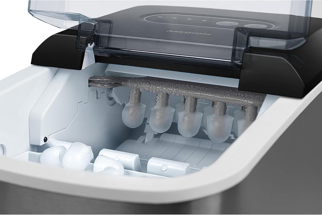 MEDION Eiswürfelmaschine (Eiswürfelbereiter, 2,2 Liter Wassertank, kurze Produktionsdauer 6-12 Minut