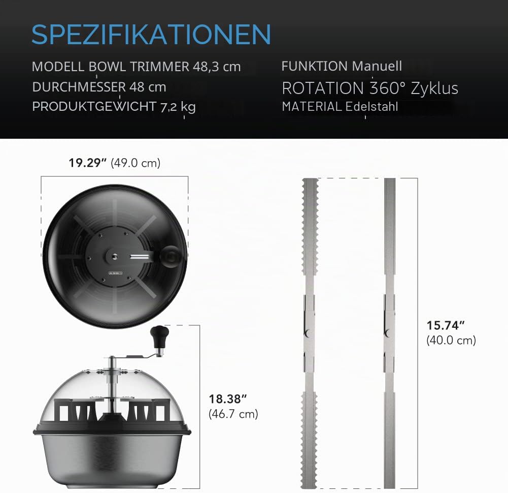 AC Infinity Bud Leaf Bowl Trimmer 48,3 cm, klare Sichtbarkeit Kuppel mit scharfen Edelstahlklingen,