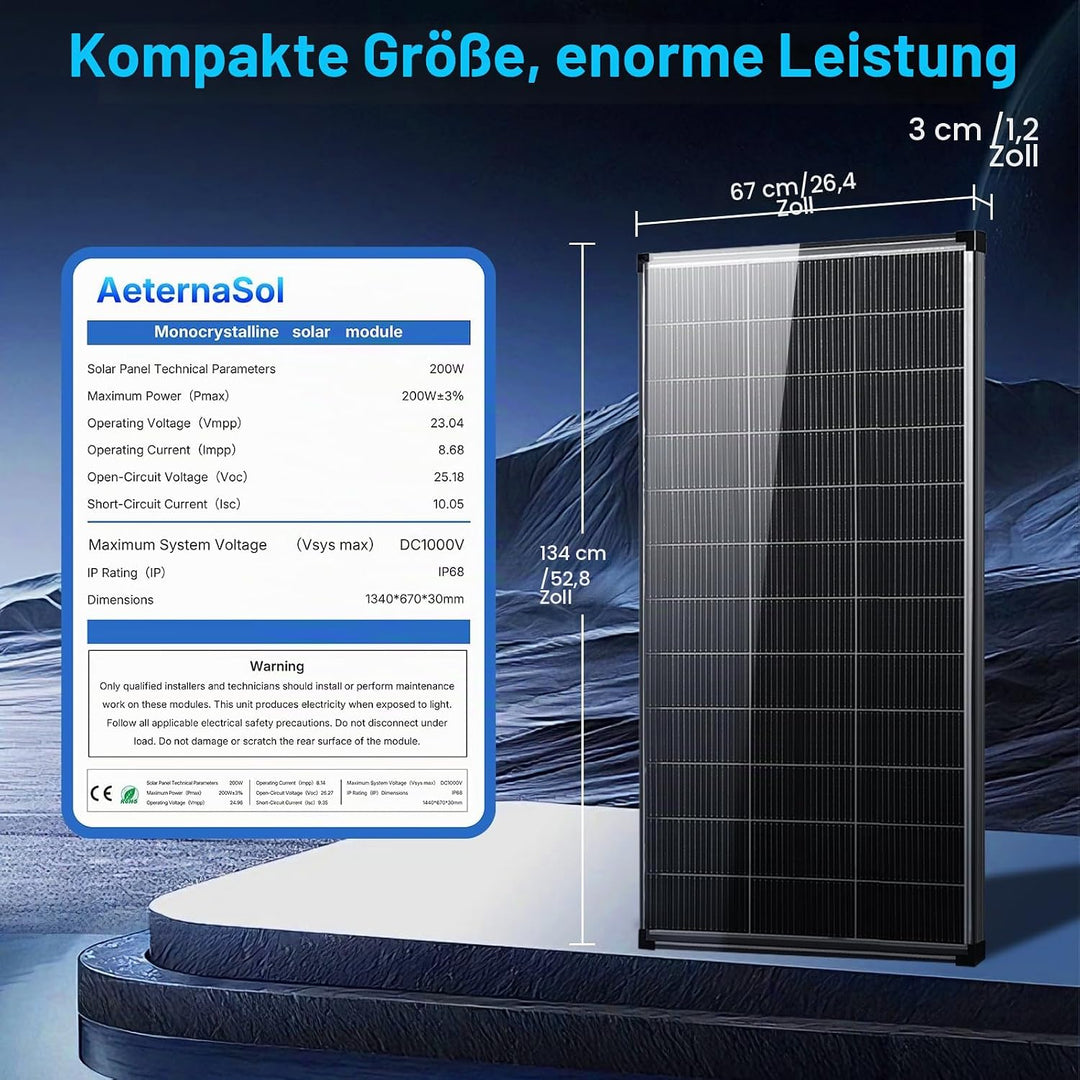 400 W Solarpanel Bifazial, 2 Stück 200 Watt Zonnepaneel, 12 V 18BB N-Typ A+ monokristalline Zelle, 2