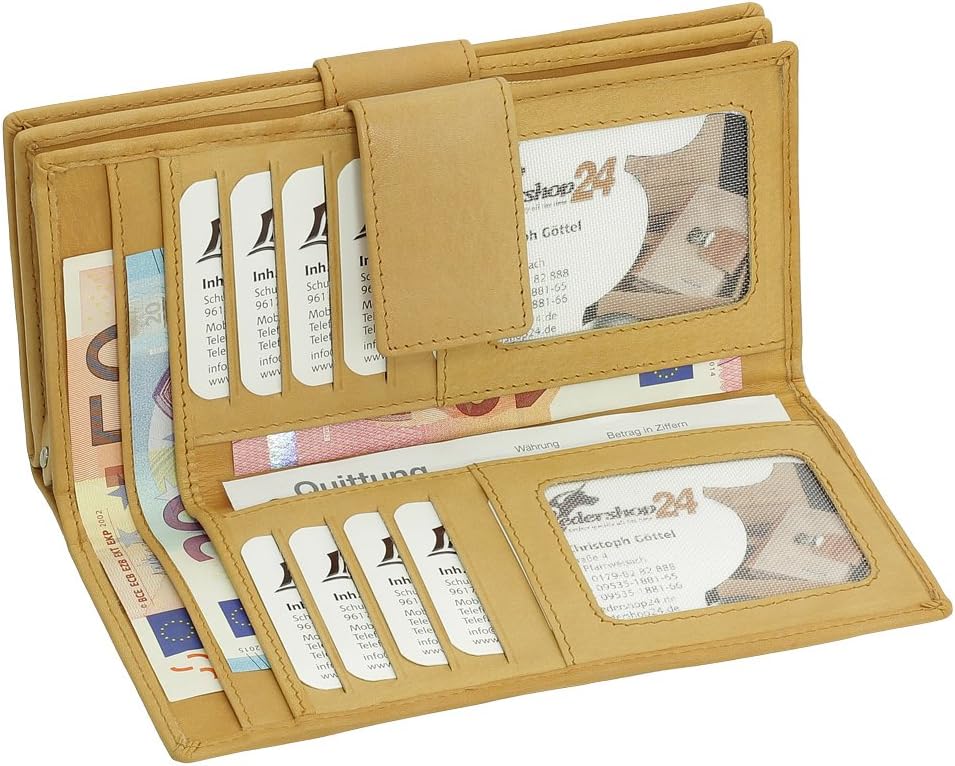 Luxus Leder Damen Geldbörse Portemonnaie Geldbeutel XXXL mit Reissverschluss 18,5 cm Farbe Beige, Be