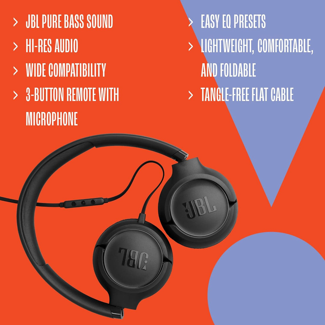 JBL Tune 530 C, kabelgebundene On-Ear-Kopfhörer mit Mikrofon, JBL Pure Bass Sound, EQ-Presets, USB-C