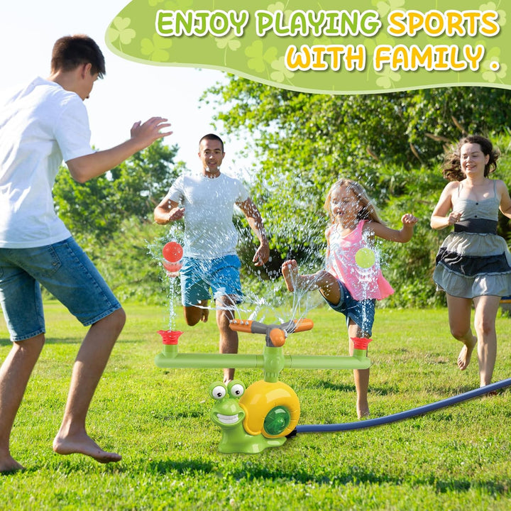deAO 4-IN-1 Gartenspielzeug mit Wasserspritzfunktion und Schaumra: Baseball + Raketenstart mit 360°