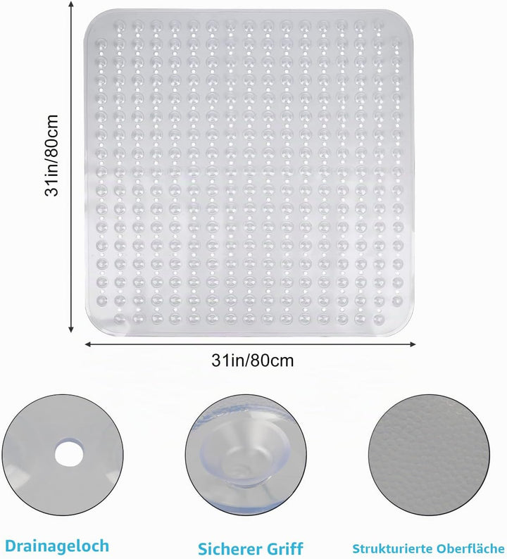 Duschmatte rutschfest Antirutschmatte Dusche: 80 x 80 cm Duscheinlage Duschwanneneinlage Rutschmatte