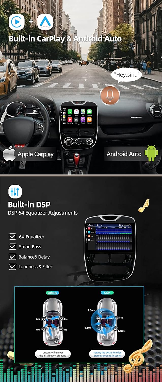 Android 14 Autoradio Octa Core 6GB+128GB mit CarPlay Android Auto DSP Kamera-10.1 Zoll IPS Touchscre