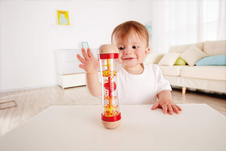 Hape E1810 - Motorikwürfel Kleine Tierchen, aus Holz, ab 12 Monate & Regenmacher | Mini-Rassel aus H