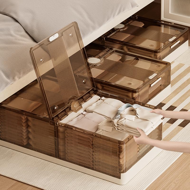2 Stück 125 L Unterbett Aufbewahrungsbox Mit Deckel, Unterbettkommode Mit Rollen, Aufbewahrungsboxen